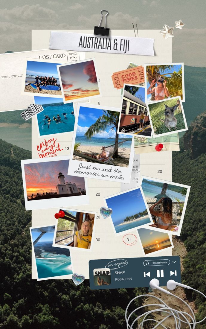 E-book page with a travel photo collage